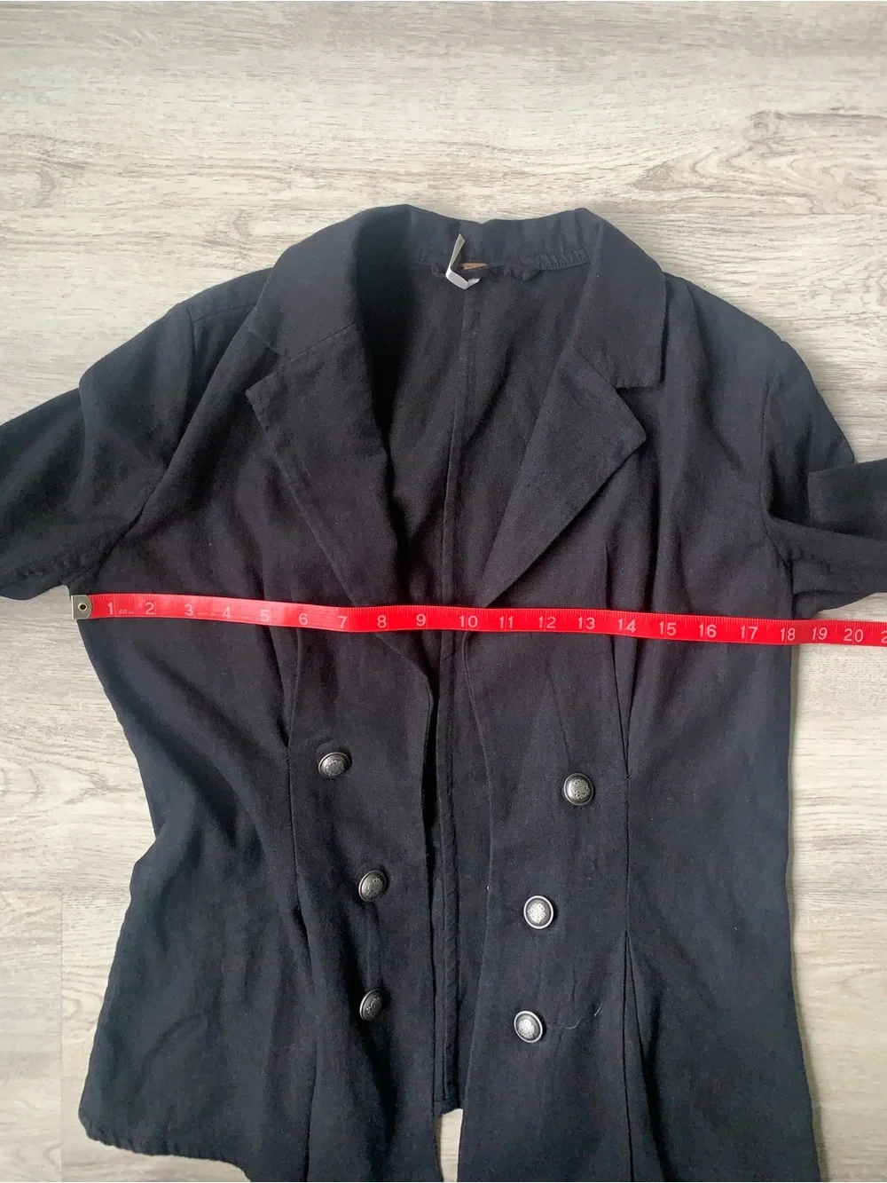 Free People Black linen blend Double-Breasted Tailored Blazer - Picture 11 of 16